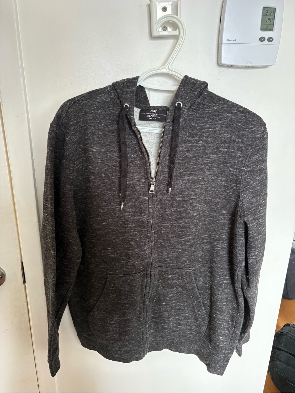 H&M Men's Dark Heather Gray Zip-Up Hoodie Sweater